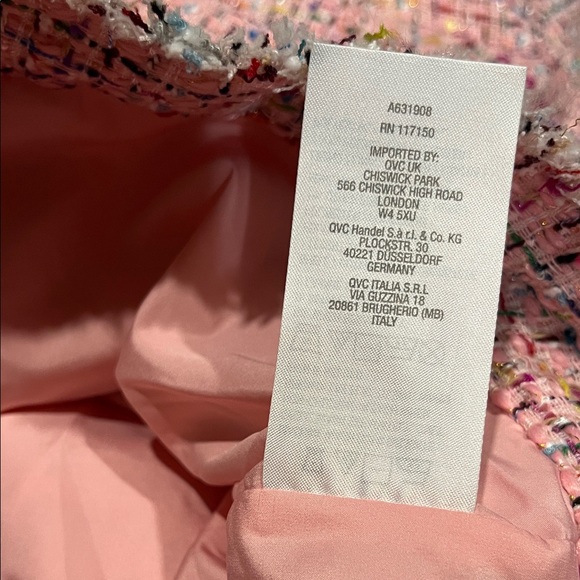 Belle by Kim Gravel Girl Boss Boucle Rainbow Jacket in pink tweed, size XL, NWT - Picture 11 of 11